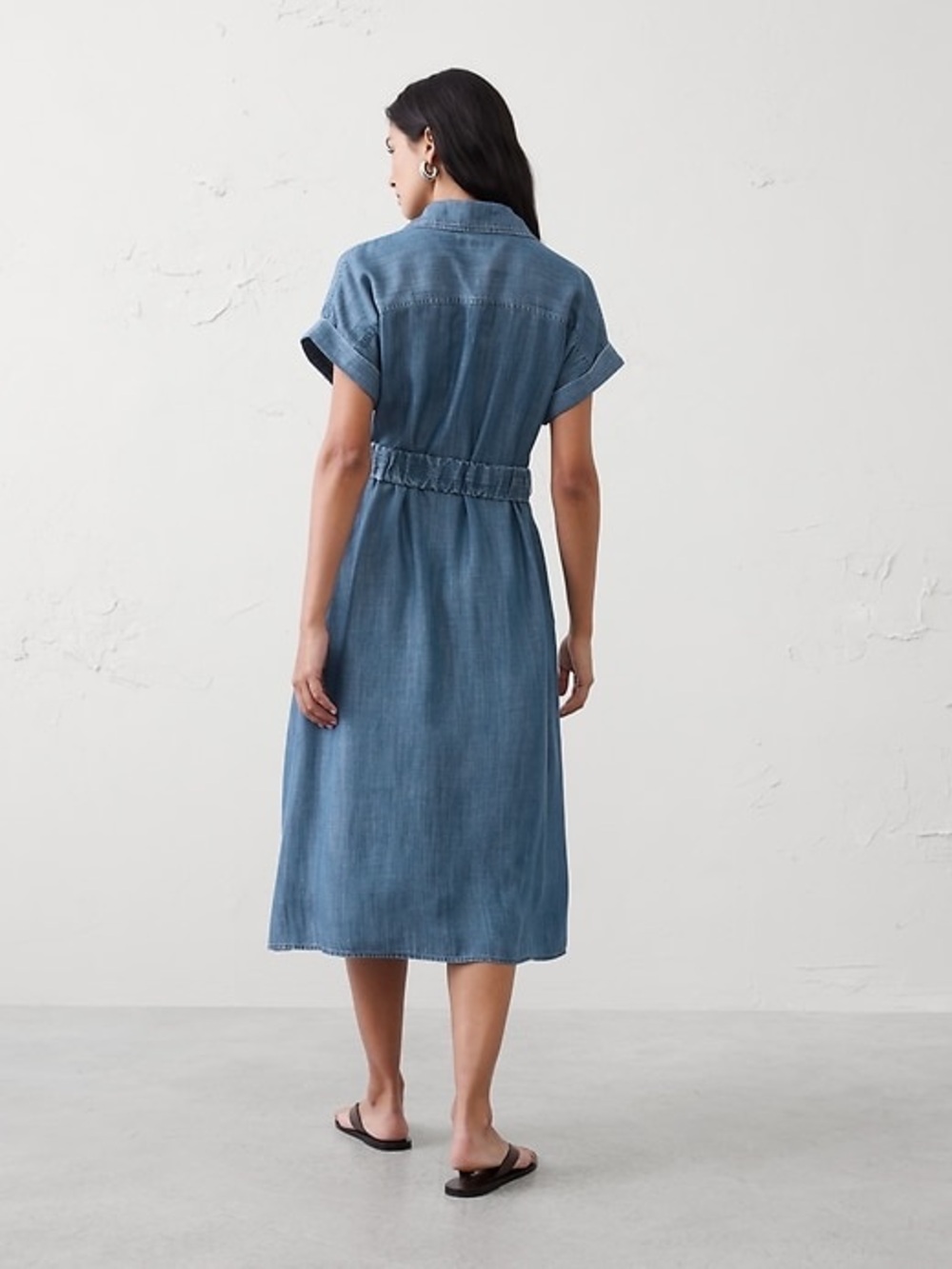 Banana Republic Chambray Denim Tencel Midi Dress- Size XS